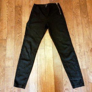 H&M Black Cotton Blend Seamed Front Side Zip Skinny Pants - Women's US 2